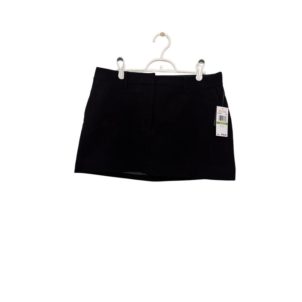 Michael Kors Black Knit Mini Skirt Size 8 Pockets Lined Zip Closure